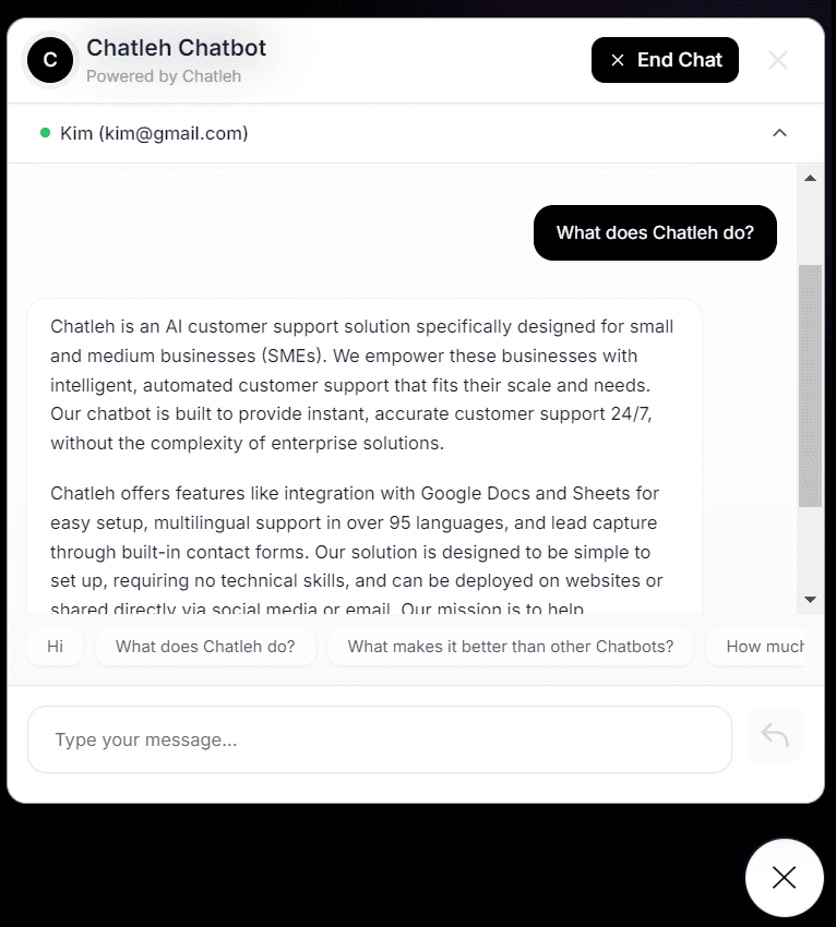 Web AI Customer Support Demo