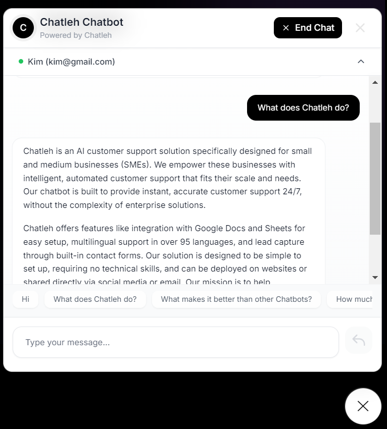 Chatleh Web Chat Widget