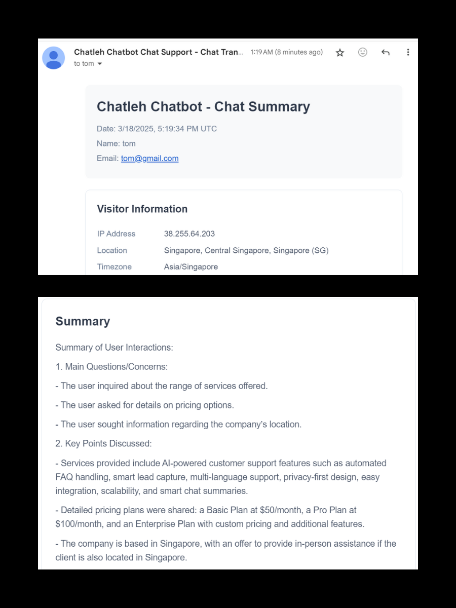 Example of an AI-generated email summary